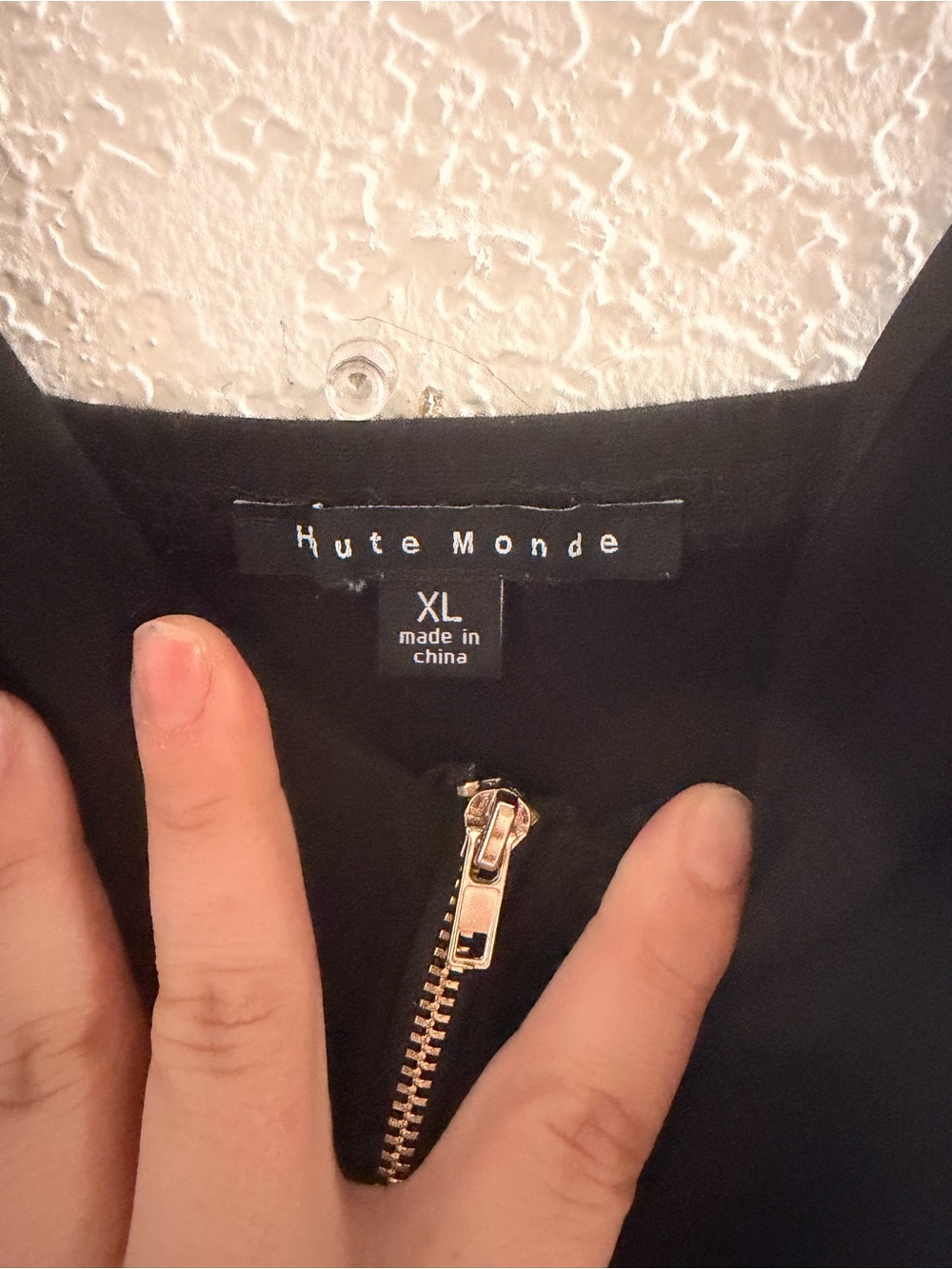Haute Monde Black Mini Dress with Gold Front Zip - Picture 3 of 3
